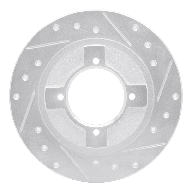 Picture of RNC Brake Rotor - Drill & Slot - R1 82-86 Nissan TSURU (Mexico) Front Right Drilled & Slotted Silver Brake Rotor rnc631-67013R