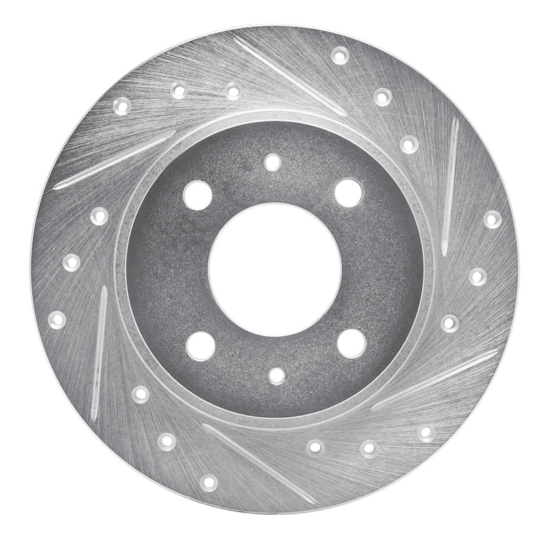 Picture of RNC Brake Rotor - Drill & Slot - R1 86-06 Nissan TSURU (Mexico) Front Right Drilled & Slotted Silver Brake Rotor rnc631-67020R