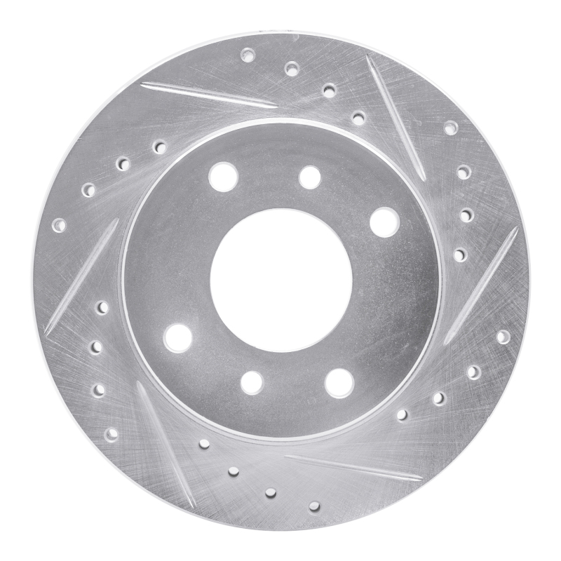 Picture of RNC Brake Rotor - Drill & Slot - R1 89-96 Nissan 240SX Front Right Drilled & Slotted Silver Brake Rotor rnc631-67027R
