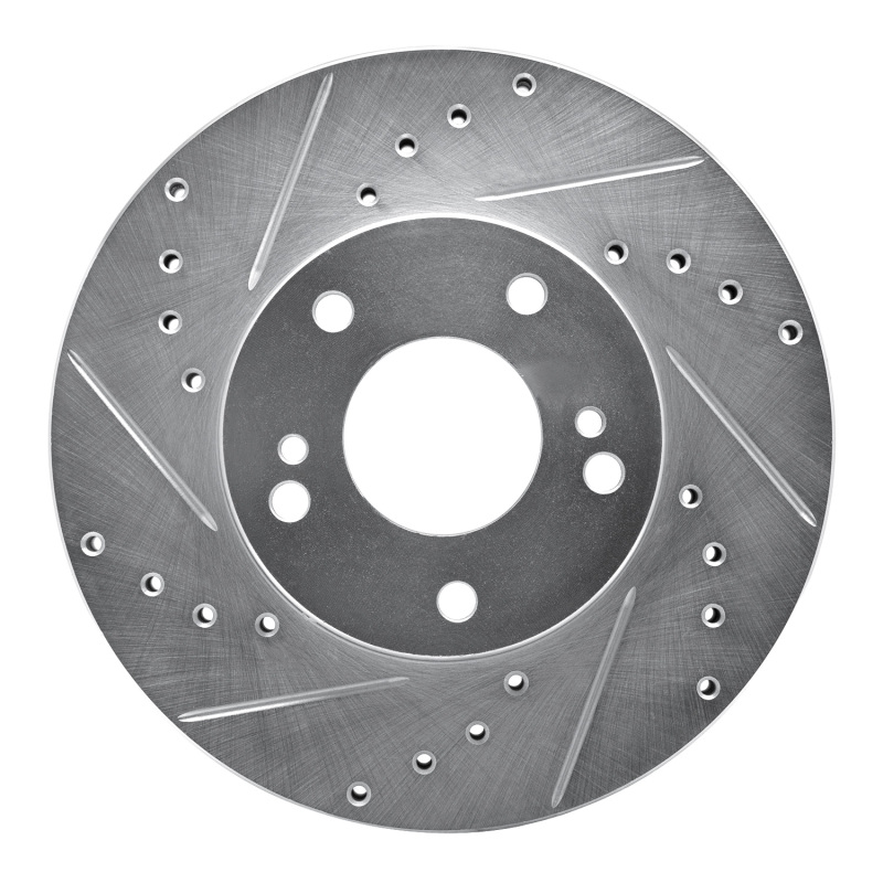 Picture of RNC Brake Rotor - Drill & Slot - R1 89-90 Nissan 300ZX Front Left Drilled & Slotted Silver Brake Rotor rnc631-67033L