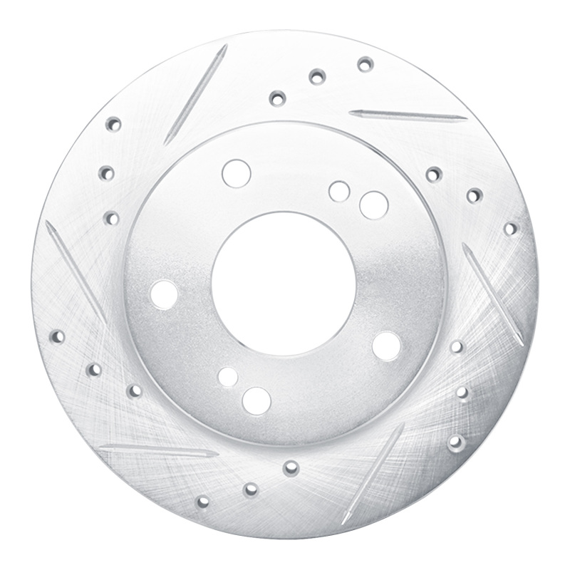 Picture of RNC Brake Rotor - Drill & Slot - R1 94-96 Nissan 240SX Front Left Drilled & Slotted Silver Brake Rotor rnc631-67042L