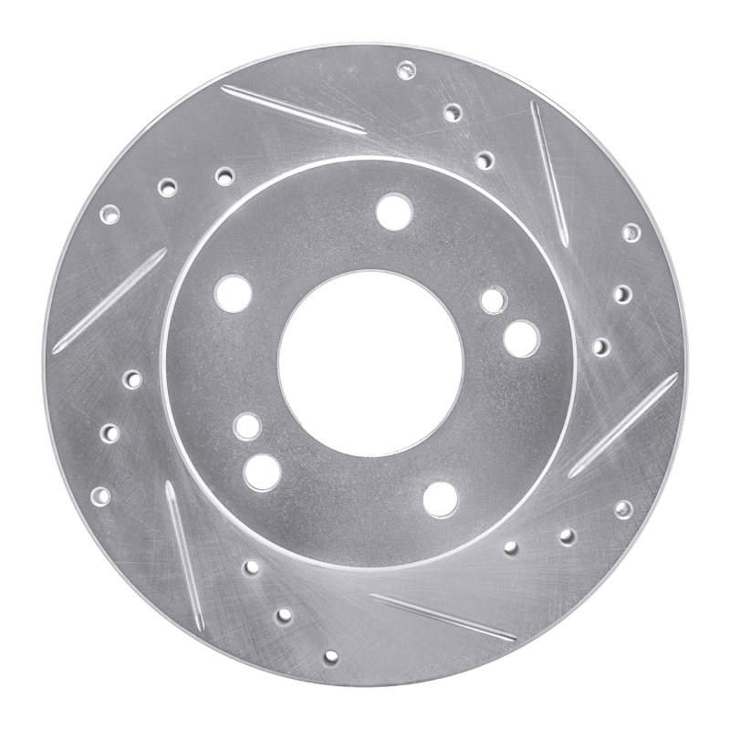 Picture of RNC Brake Rotor - Drill & Slot - R1 94-96 Nissan 240SX Front Right Drilled & Slotted Silver Brake Rotor rnc631-67042R