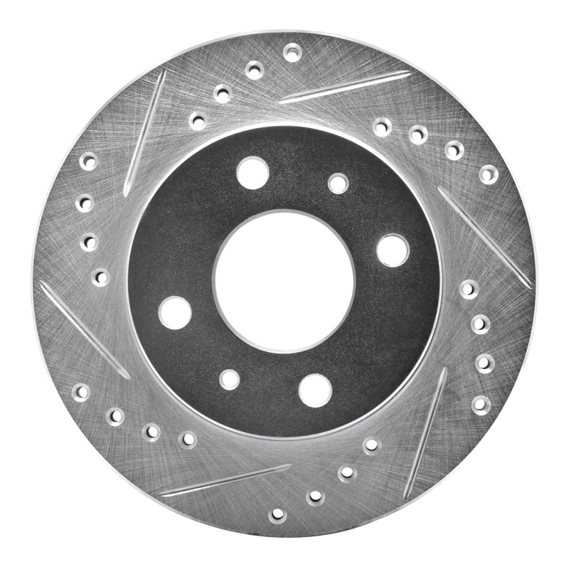 Picture of RNC Brake Rotor - Drill & Slot - R1 95-00 Nissan Lucino (Mexico) Front Left Drilled & Slotted Silver Brake Rotor rnc631-67044L