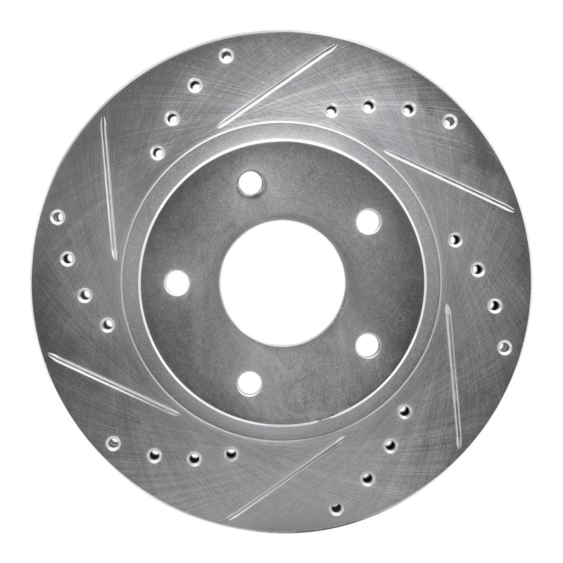 Picture of RNC Brake Rotor - Drill & Slot - R1 99-01 Infiniti I30 Front Left Drilled & Slotted Silver Brake Rotor rnc631-67048L