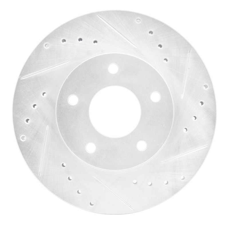 Picture of RNC Brake Rotor - Drill & Slot - R1 99-01 Infiniti I30 Front Right Drilled & Slotted Silver Brake Rotor rnc631-67048R
