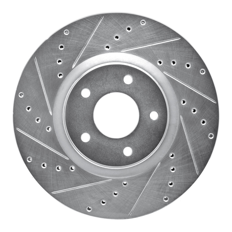 Picture of RNC Brake Rotor - Drill & Slot - R1 07-17 Nissan Juke Front Left Drilled & Slotted Silver Brake Rotor rnc631-67059L