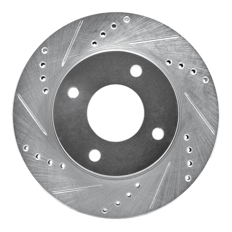 Picture of RNC Brake Rotor - Drill & Slot - R1 07-17 Nissan TIIDA (Mexico) Front Left Drilled & Slotted Silver Brake Rotor rnc631-67062L