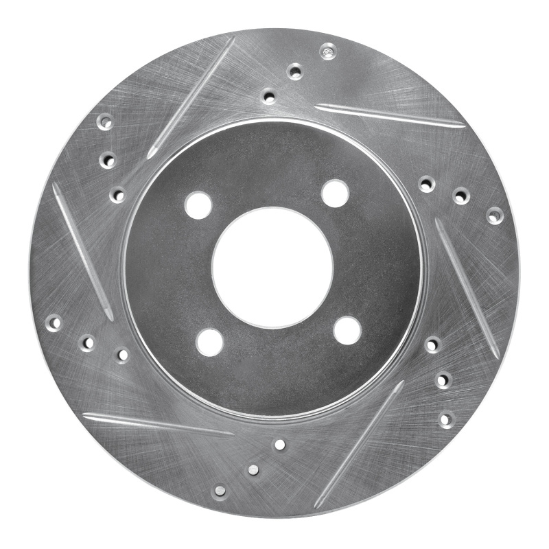 Picture of RNC Brake Rotor - Drill & Slot - R1 11-25 Nissan Versa Front Left Drilled & Slotted Silver Brake Rotor rnc631-67065L