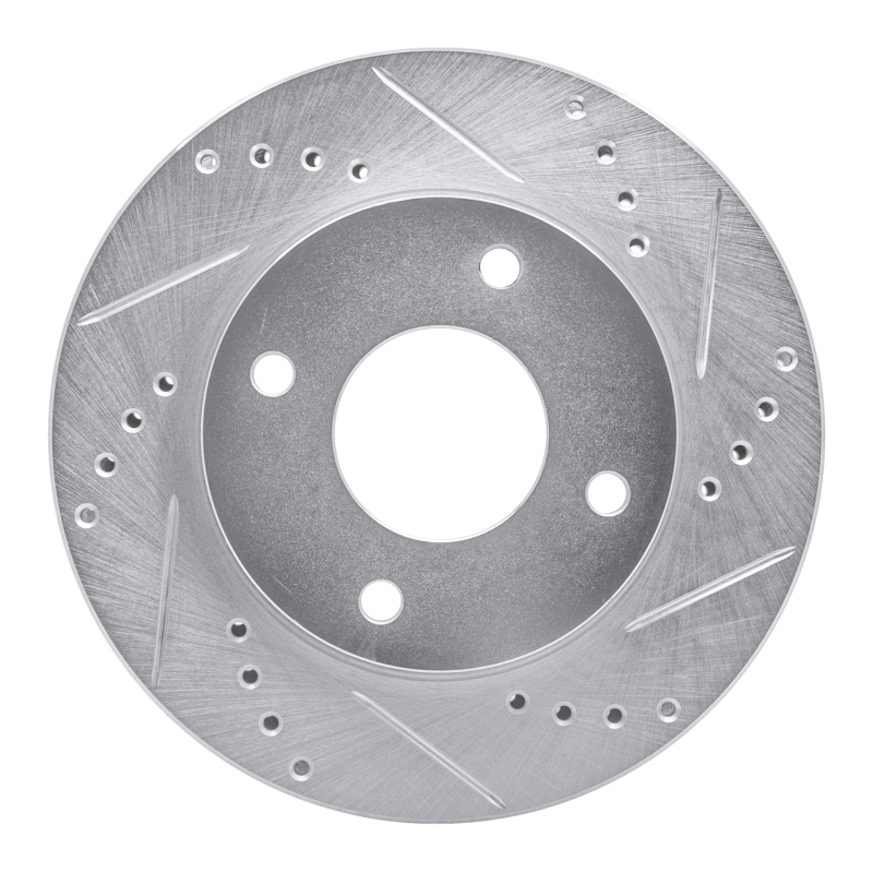 Picture of RNC Brake Rotor - Drill & Slot - R1 07-17 Nissan TIIDA (Mexico) Front Right Drilled & Slotted Silver Brake Rotor rnc631-67062R