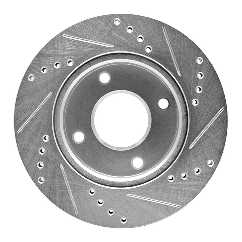 Picture of RNC Brake Rotor - Drill & Slot - R1 07-17 Nissan TIIDA (Mexico) Front Left Drilled & Slotted Silver Brake Rotor rnc631-67062L