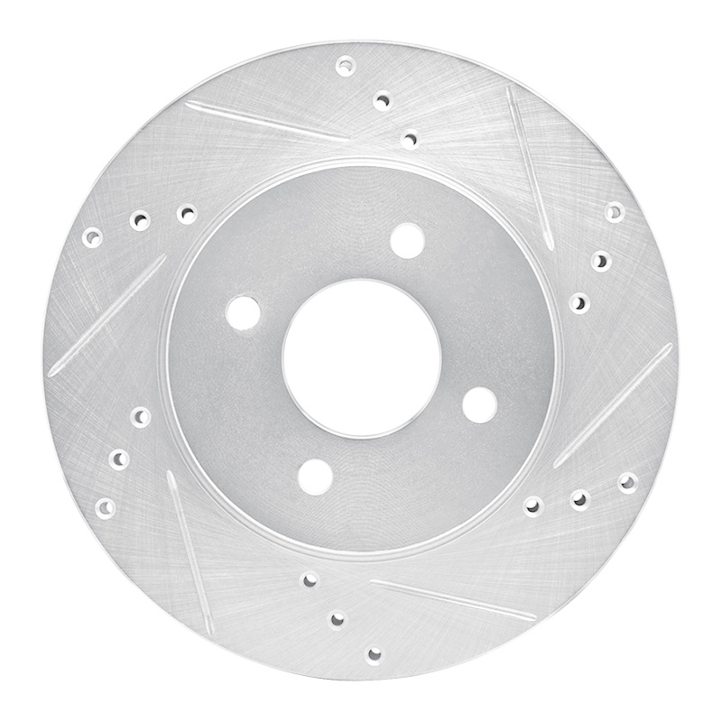 Picture of RNC Brake Rotor - Drill & Slot - R1 11-25 Nissan March (Mexico) Front Right Drilled & Slotted Silver Brake Rotor rnc631-67065R