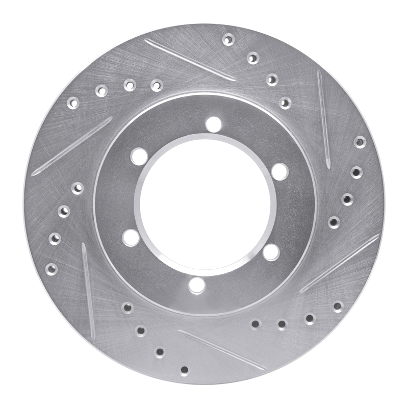 Picture of RNC Brake Rotor - Drill & Slot - R1 98-15 Nissan NP300 (Mexico) Front Right Drilled & Slotted Silver Brake Rotor rnc631-67085R