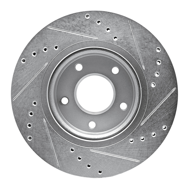 Picture of RNC Brake Rotor - Drill & Slot - R1 14-23 Nissan Leaf Front Left Drilled & Slotted Silver Brake Rotor rnc631-67106L