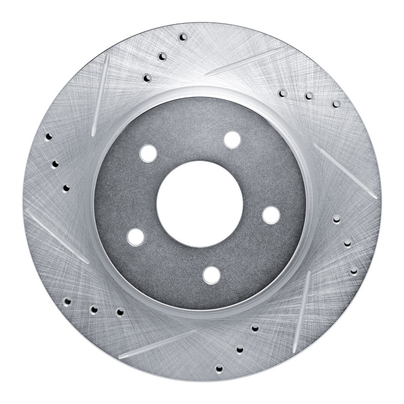Picture of RNC Brake Rotor - Drill & Slot - R1 17-25 Nissan Rogue Rear Left Drilled & Slotted Silver Brake Rotor rnc631-67111L