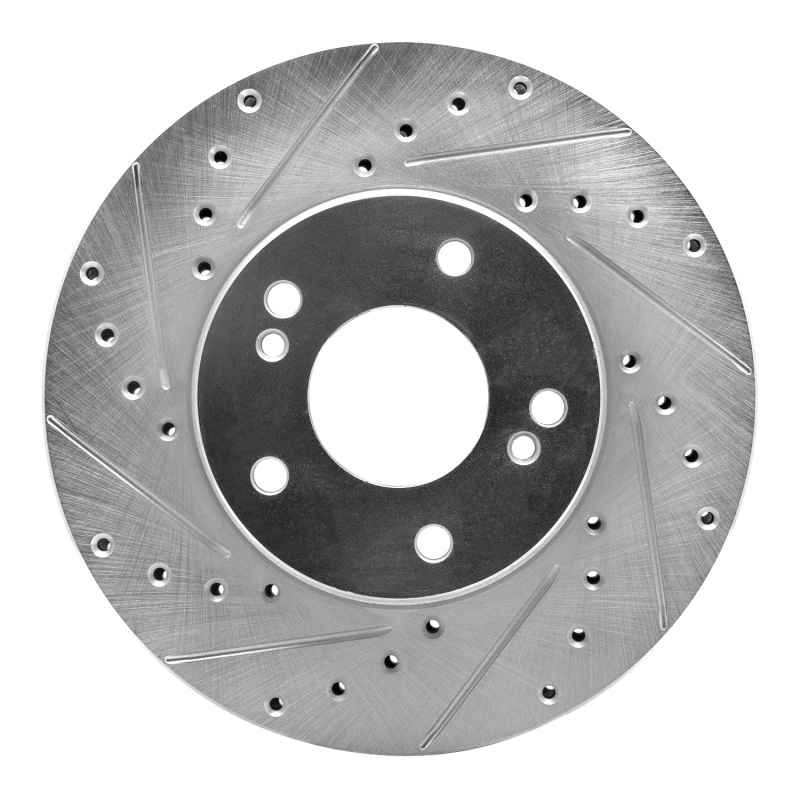 Picture of RNC Brake Rotor - Drill & Slot - R1 90-97 Infiniti Q45 Front Left Drilled & Slotted Silver Brake Rotor rnc631-68002L