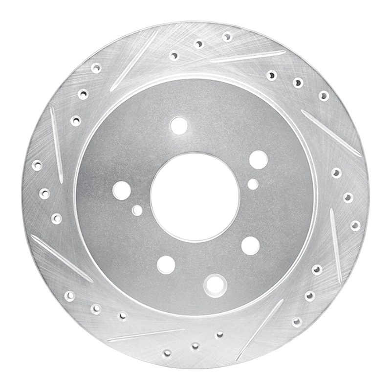 Picture of RNC Brake Rotor - Drill & Slot - R1 93-01 Infiniti J30 Rear Left Drilled & Slotted Silver Brake Rotor rnc631-68004L
