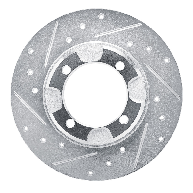 Picture of RNC Brake Rotor - Drill & Slot - R1 85-91 Dodge COLT Front Left Drilled & Slotted Silver Brake Rotor rnc631-72002L