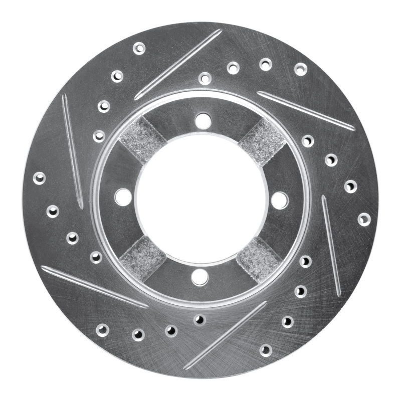 Picture of RNC Brake Rotor - Drill & Slot - R1 83-91 Dodge COLT Front Left Drilled & Slotted Silver Brake Rotor rnc631-72003L
