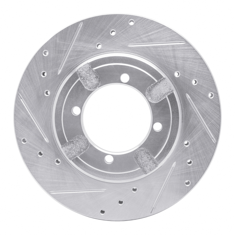 Picture of RNC Brake Rotor - Drill & Slot - R1 84-90 Dodge COLT Front Left Drilled & Slotted Silver Brake Rotor rnc631-72009L