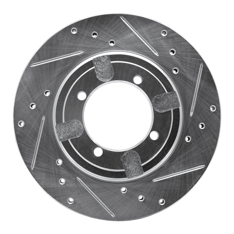 Picture of RNC Brake Rotor - Drill & Slot - R1 84-90 Dodge COLT Front Right Drilled & Slotted Silver Brake Rotor rnc631-72009R