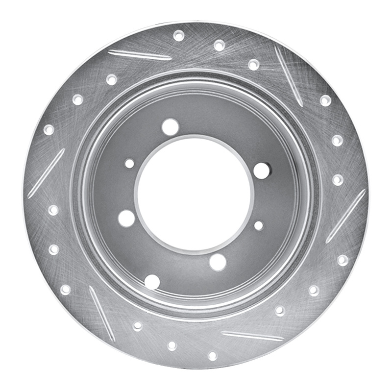 Picture of RNC Brake Rotor - Drill & Slot - R1 92-04 Dodge COLT Rear Left Drilled & Slotted Silver Brake Rotor rnc631-72021L