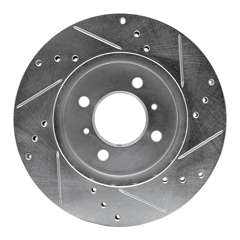 Picture of RNC Brake Rotor - Drill & Slot - R1 98-07 Mitsubishi Lancer Front Left Drilled & Slotted Silver Brake Rotor rnc631-72033L