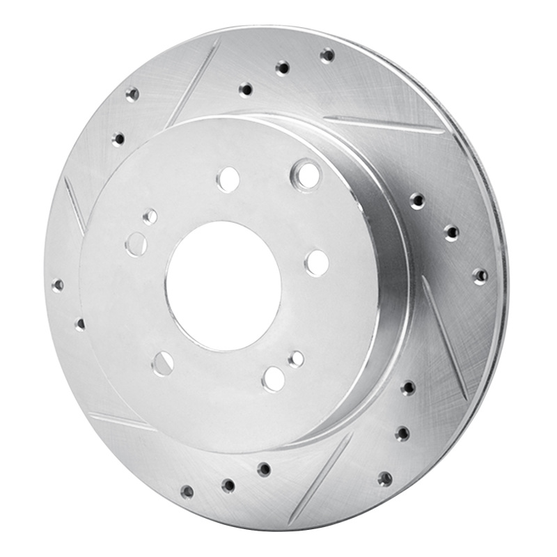 Picture of RNC Brake Rotor - Drill & Slot - R1 06-12 Mitsubishi Galant Rear Left Drilled & Slotted Silver Brake Rotor rnc631-72040L