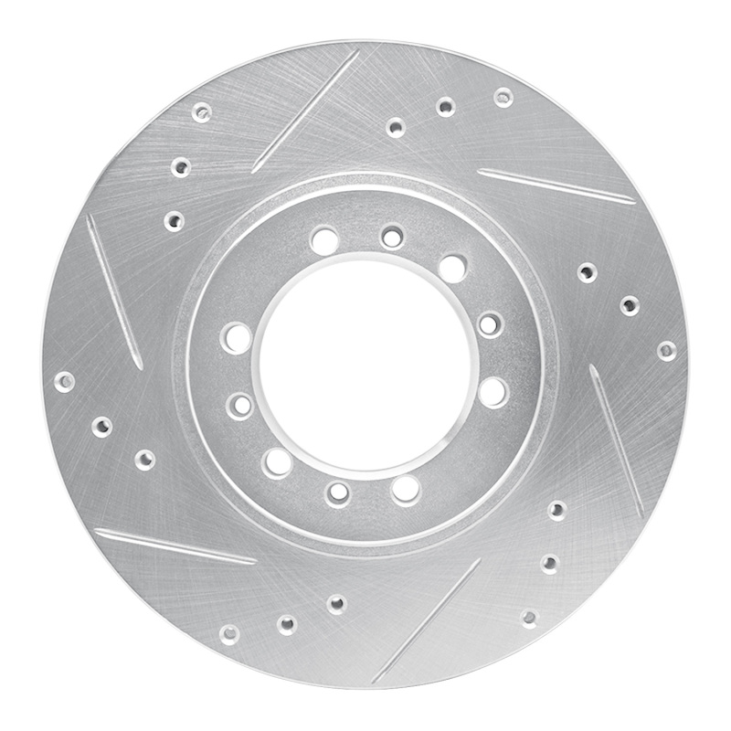 Picture of RNC Brake Rotor - Drill & Slot - R1 94-00 Mitsubishi Montero Front Left Drilled & Slotted Silver Brake Rotor rnc631-72056L