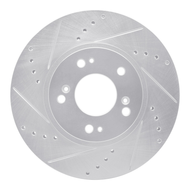 Picture of RNC Brake Rotor - Drill & Slot - R1 04-11 Mitsubishi Grandis (Mexico) Front Left Drilled & Slotted Silver Brake Rotor rnc631-72059L