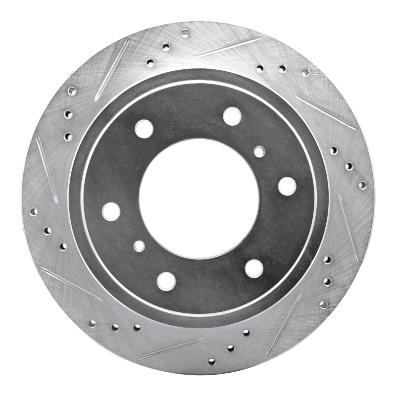 Picture of RNC Brake Rotor - Drill & Slot - R1 00-06 Mitsubishi Montero Rear Left Drilled & Slotted Silver Brake Rotor rnc631-72058L