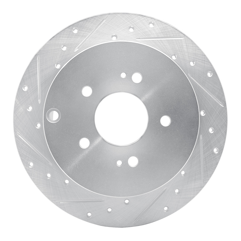 Picture of RNC Brake Rotor - Drill & Slot - R1 04-11 Mitsubishi Grandis (Mexico) Rear Left Drilled & Slotted Silver Brake Rotor rnc631-72060L