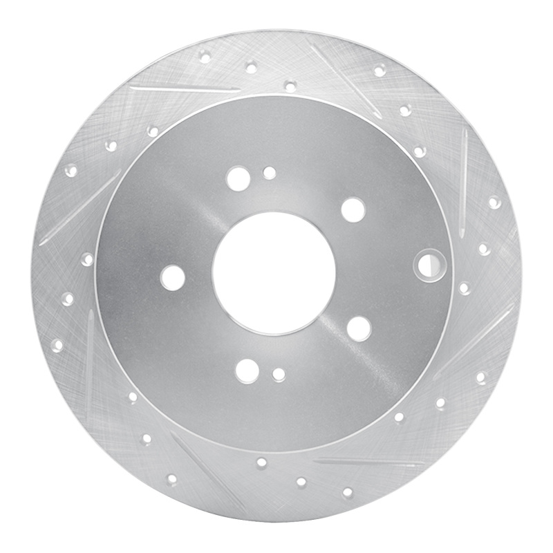Picture of RNC Brake Rotor - Drill & Slot - R1 04-11 Mitsubishi Grandis (Mexico) Rear Right Drilled & Slotted Silver Brake Rotor rnc631-72060R