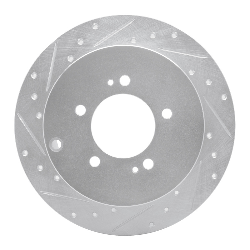 Picture of RNC Brake Rotor - Drill & Slot - R1 07-15 Mitsubishi Outlander Rear Left Drilled & Slotted Silver Brake Rotor rnc631-72062L