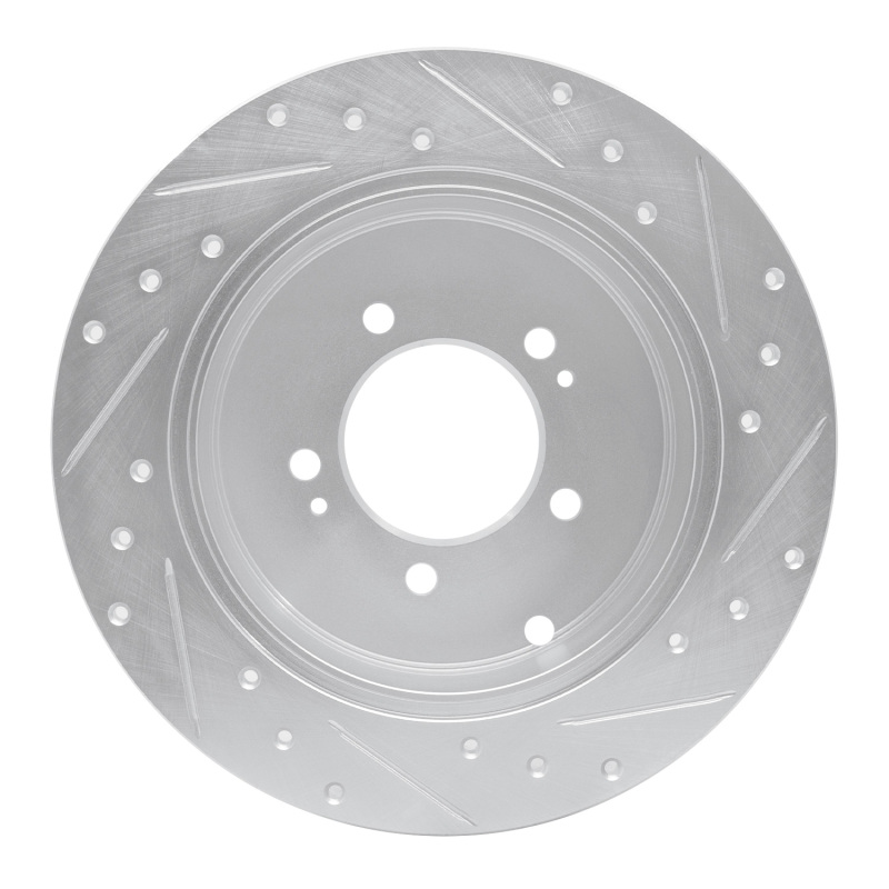 Picture of RNC Brake Rotor - Drill & Slot - R1 07-15 Mitsubishi Outlander Rear Left Drilled & Slotted Silver Brake Rotor rnc631-72062L