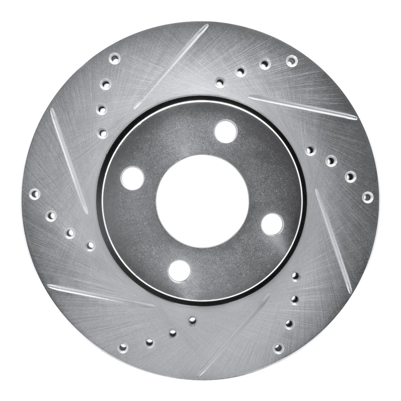 Picture of RNC Brake Rotor - Drill & Slot - R1 90-98 Audi 90 Front Left Drilled & Slotted Silver Brake Rotor rnc631-73010L