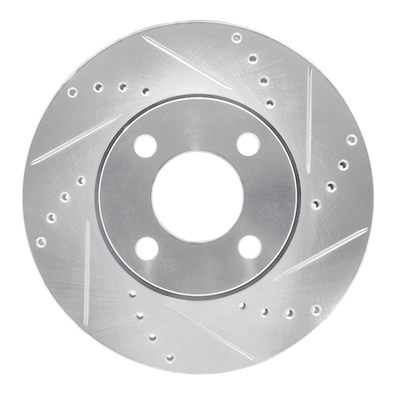 Picture of RNC Brake Rotor - Drill & Slot - R1 90-98 Audi 90 Front Right Drilled & Slotted Silver Brake Rotor rnc631-73010R