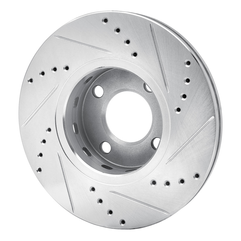 Picture of RNC Brake Rotor - Drill & Slot - R1 90-98 Audi 90 Front Left Drilled & Slotted Silver Brake Rotor rnc631-73010L