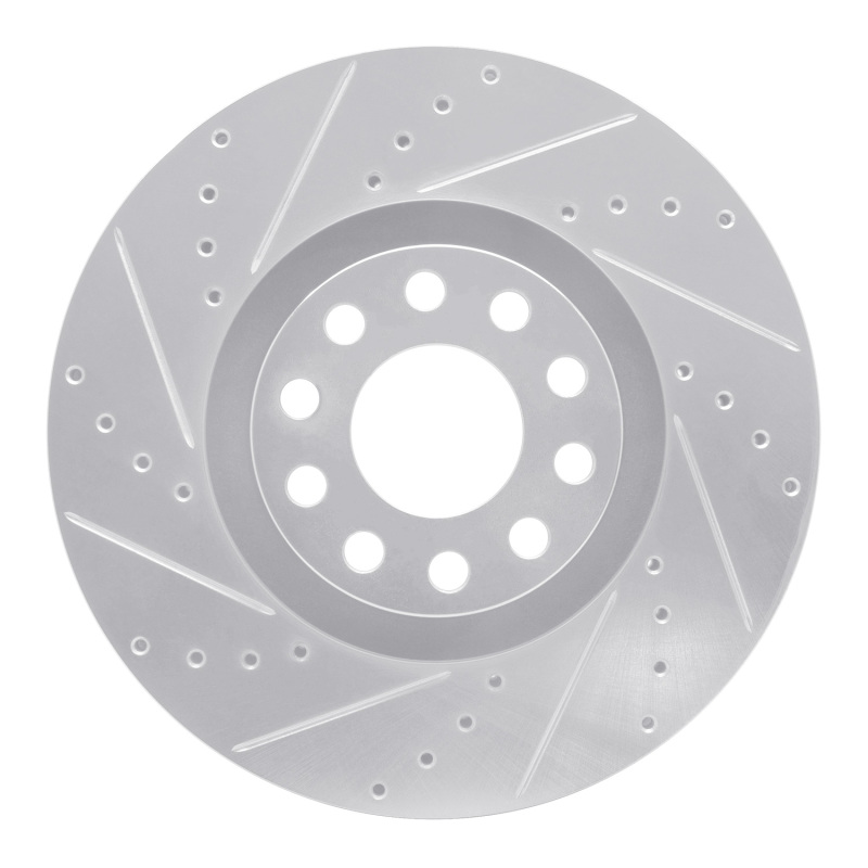 Picture of RNC Brake Rotor - Drill & Slot - R1 00-03 Audi A8 Front Left Drilled & Slotted Silver Brake Rotor rnc631-73019L