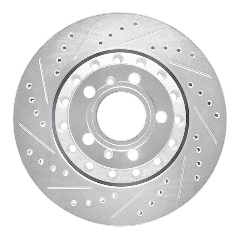 Picture of RNC Brake Rotor - Drill & Slot - R1 04-10 Audi A8 Rear Left Drilled & Slotted Silver Brake Rotor rnc631-73040L