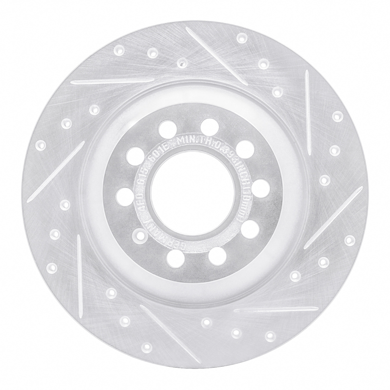 Picture of RNC Brake Rotor - Drill & Slot - R1 05-11 Audi A6 Quattro Rear Right Drilled & Slotted Silver Brake Rotor rnc631-73042R