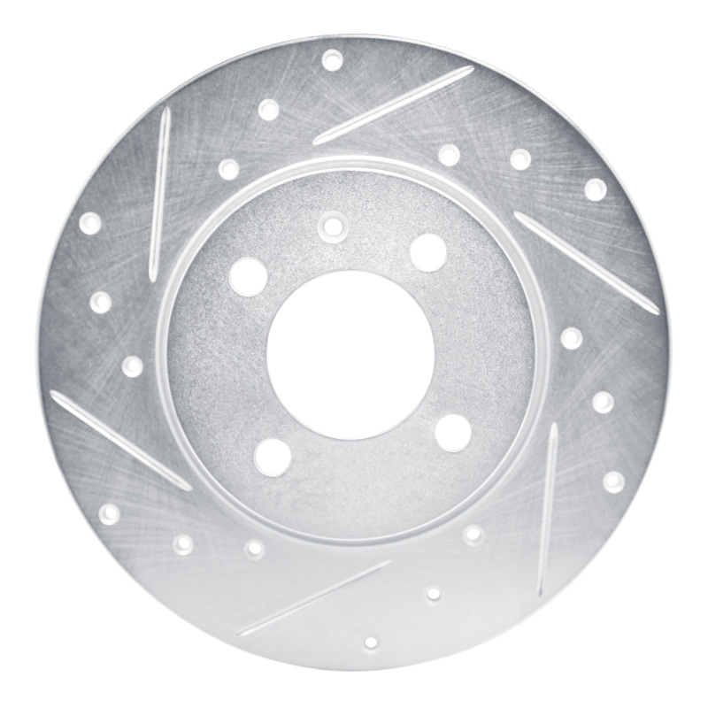 Picture of RNC Brake Rotor - Drill & Slot - R1 84-97 Audi Coupe Front Left Drilled & Slotted Silver Brake Rotor rnc631-74013L