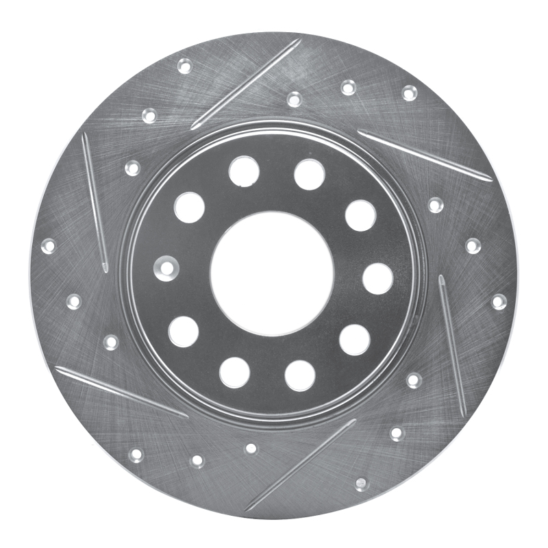 Picture of RNC Brake Rotor - Drill & Slot - R1 05-25 Audi A3 Sportback E-Tron Rear Left Drilled & Slotted Silver Brake Rotor rnc631-74031L