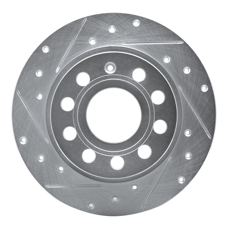Picture of RNC Brake Rotor - Drill & Slot - R1 10-19 Audi A3 Rear Left Drilled & Slotted Silver Brake Rotor rnc631-74033L