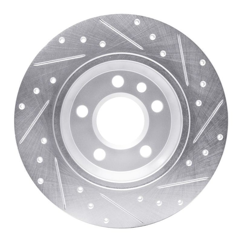 Picture of RNC Brake Rotor - Drill & Slot - R1 01-03 Volkswagen EuroVan Rear Left Drilled & Slotted Silver Brake Rotor rnc631-74047L