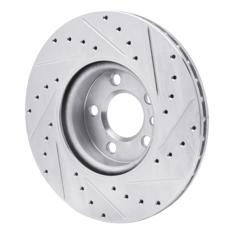 Picture of RNC Brake Rotor - Drill & Slot - R1 01-03 Volkswagen EuroVan Front Left Drilled & Slotted Silver Brake Rotor rnc631-74045L
