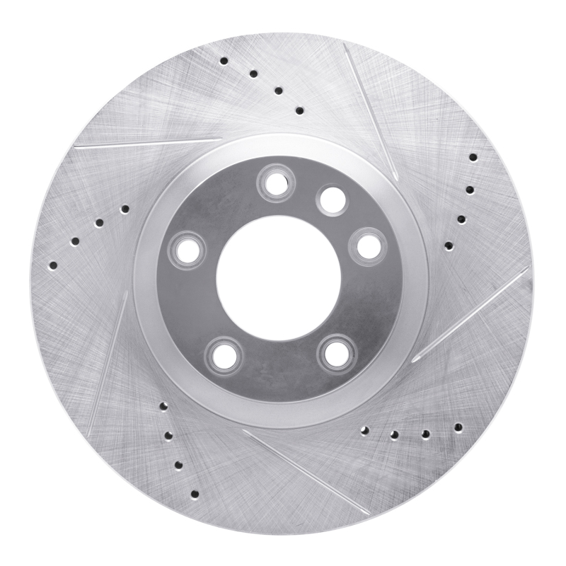 Picture of RNC Brake Rotor - Drill & Slot - R1 11-18 Porsche CAYENNE Left Front Drilled & Slotted Silver Brake Rotor rnc631-74057D