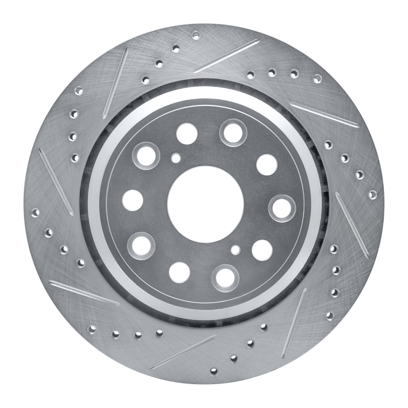 Picture of RNC Brake Rotor - Drill & Slot - R1 07-17 Lexus LS460 Rear Left Drilled & Slotted Silver Brake Rotor rnc631-75018L
