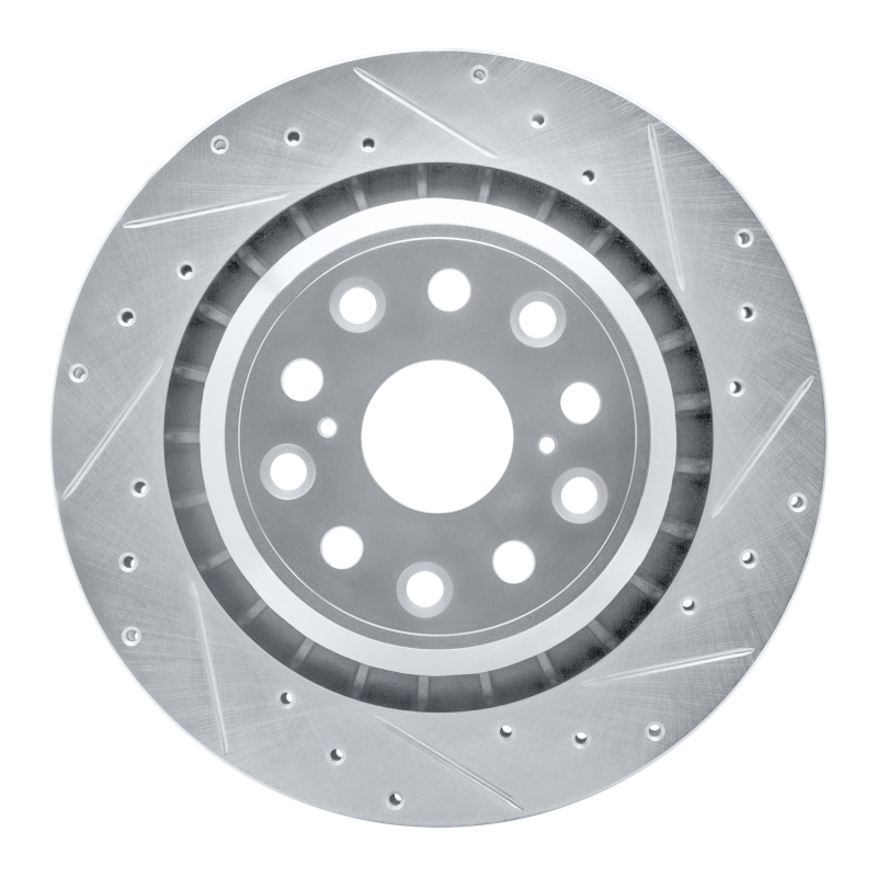 Picture of RNC Brake Rotor - Drill & Slot - R1 07-17 Lexus LS460 Right Rear Drilled & Slotted Silver Brake Rotor rnc631-75022D