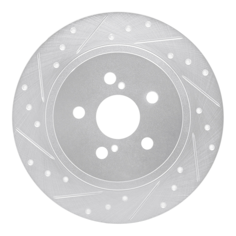 Picture of RNC Brake Rotor - Drill & Slot - R1 11-17 Lexus CT200H Rear Left Drilled & Slotted Silver Brake Rotor rnc631-75029L