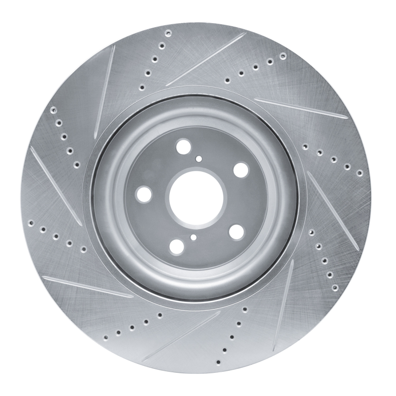 Picture of RNC Brake Rotor - Drill & Slot - R1 10-17 Lexus LS460 Left Front Drilled & Slotted Silver Brake Rotor rnc631-75030D